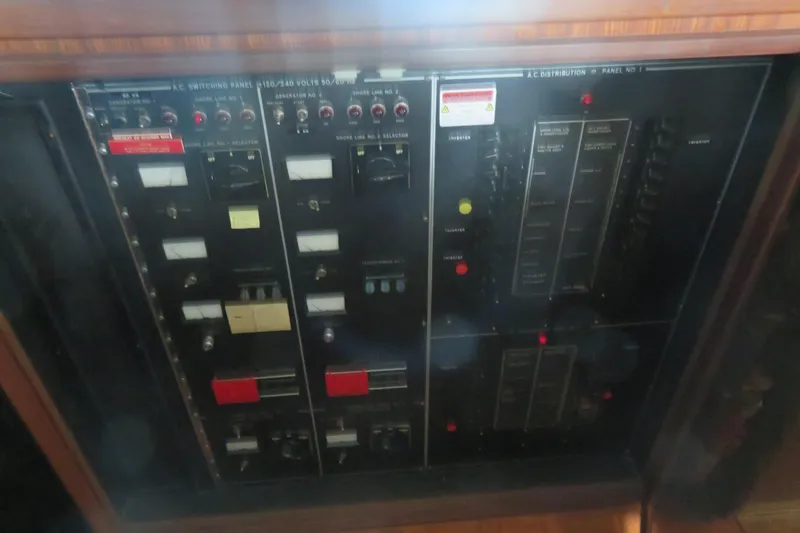 Rive' Gauche Yacht Photos Pics Electrical control panel on a 1986 Hatteras 58 Motor Yacht.