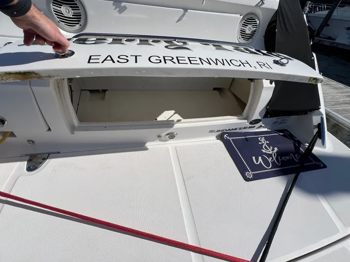  Yacht Photos Pics 2018 Sea Ray 350 Sundancer boat with open storage, East Greenwich, RI.