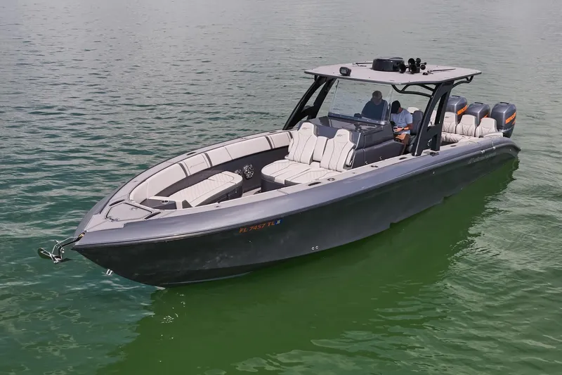  Yacht Photos Pics 2023 Midnight Express 37' Open boat on calm water.