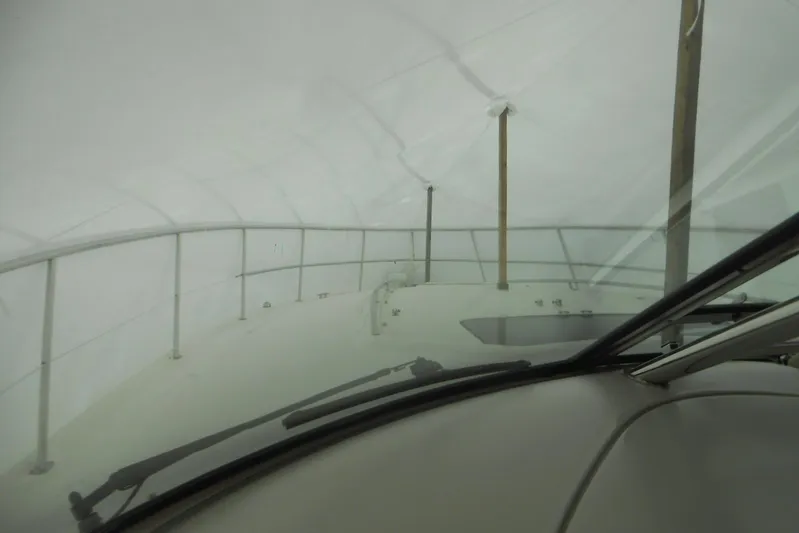  Yacht Photos Pics 2007 Sea Ray 44 Sundancer under protective cover, view from cockpit.