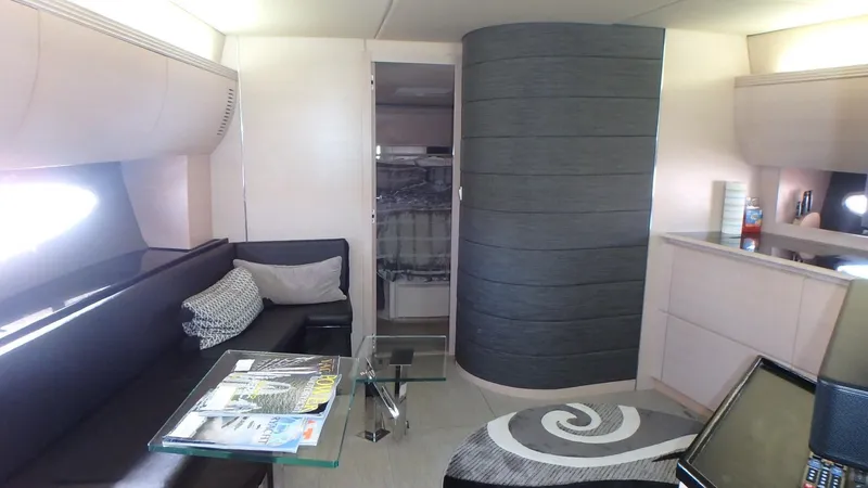 My Way Yacht Photos Pics Interior of 2006 Azimut Atlantis 55 yacht, featuring modern seating and stylish decor.