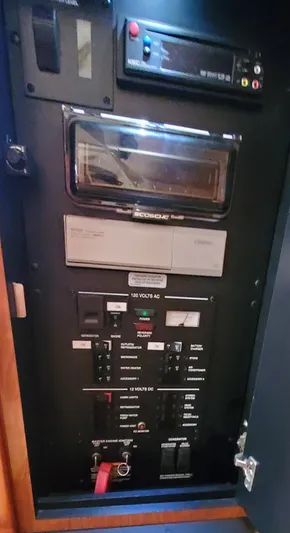 Just Becuz Yacht Photos Pics Electrical control panel on a 2007 Sea Ray 310 Sundancer boat.