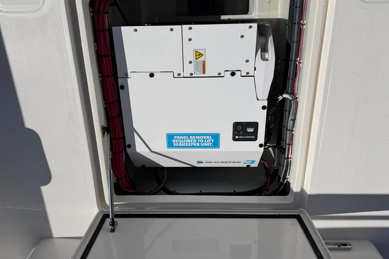  Yacht Photos Pics 2024 SeaVee 390B Seakeeper 3 stabilizer unit in open compartment.