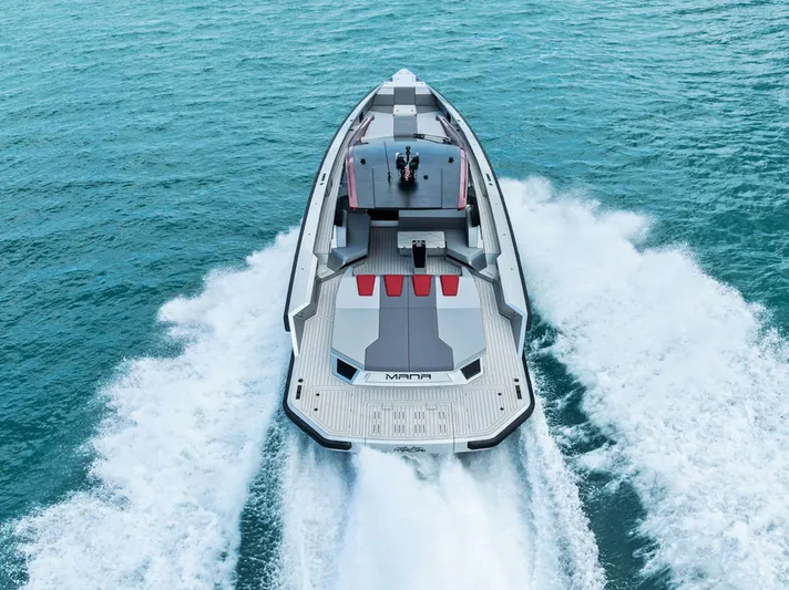 Mana Yacht Photos Pics Luxury Maori m54 yacht cruising on open sea, 2025 model.