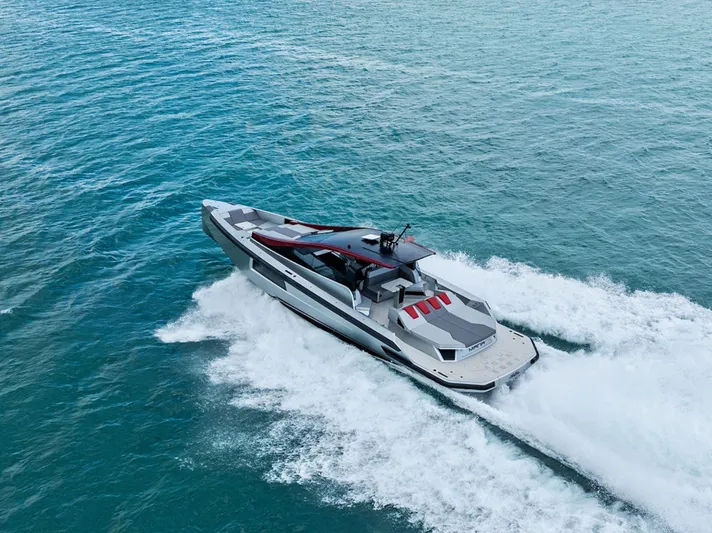 Mana Yacht Photos Pics Modern Maori m54 yacht cruising on open sea, 2025 model.