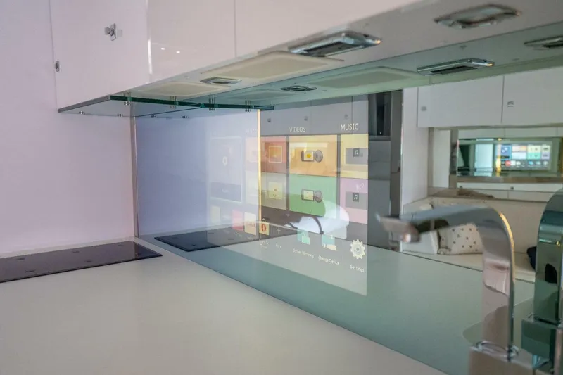 L.o.u. Yacht Photos Pics Modern kitchen with digital control panel in 2016 VanDutch 55 yacht.