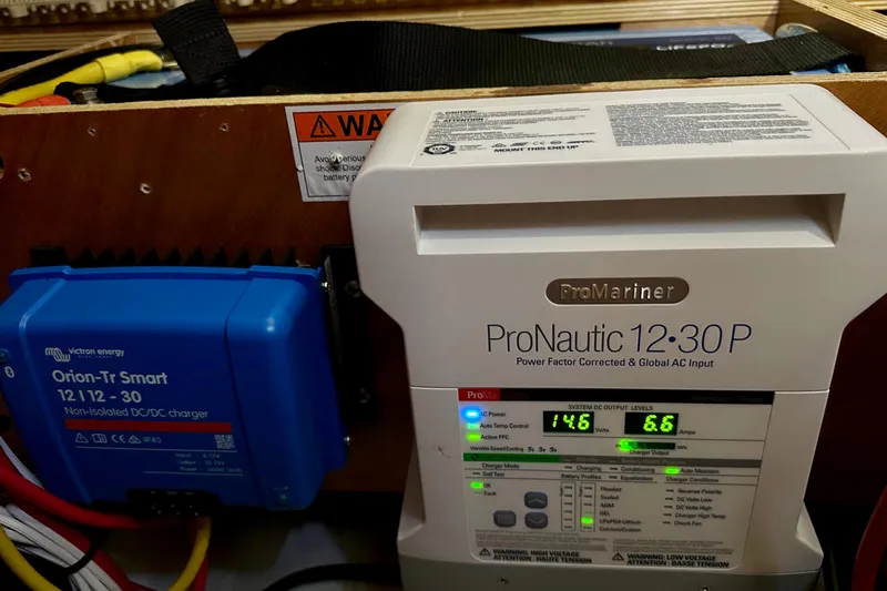 Selkie Yacht Photos Pics Electrical system components on a 2015 Jeanneau Sun Odyssey 349 sailboat.