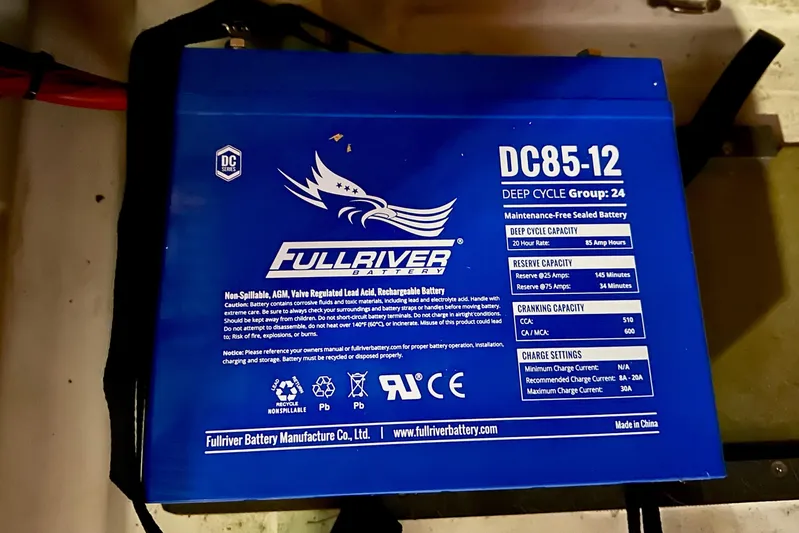 Selkie Yacht Photos Pics Fullriver DC85-12 deep cycle battery in a 2015 Jeanneau Sun Odyssey 349 sailboat.