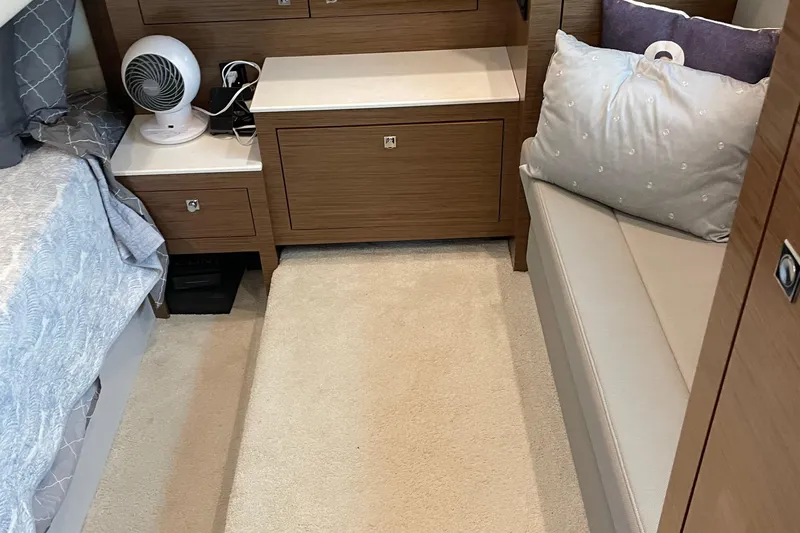  Yacht Photos Pics Interior of 2019 Cruisers Yachts 390 Express Coupe with cozy seating and modern decor.