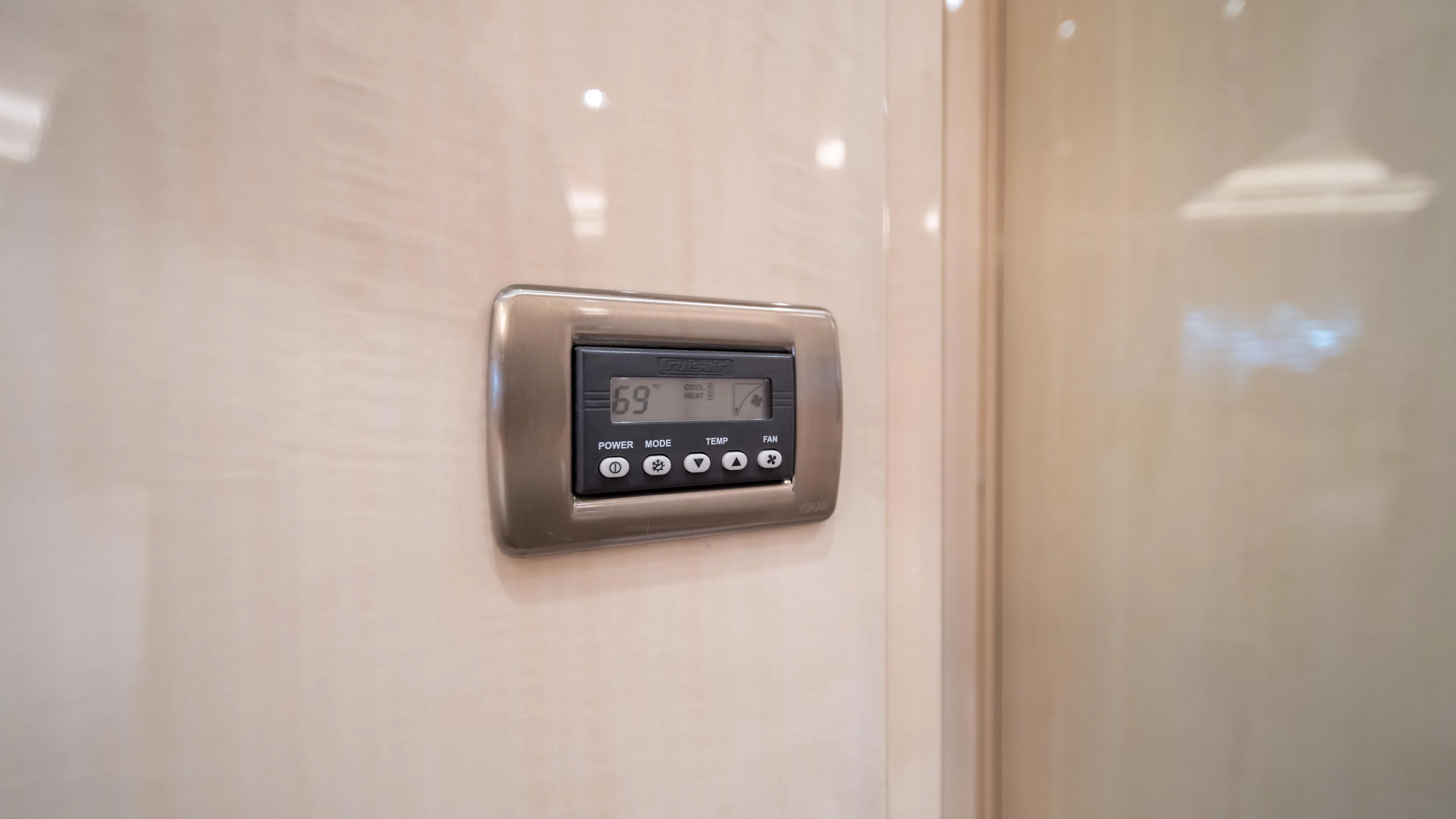 Classy Lady IV Yacht Photos Pics Control panel on 2020 Monte Carlo Yachts MCY 66 interior wall.