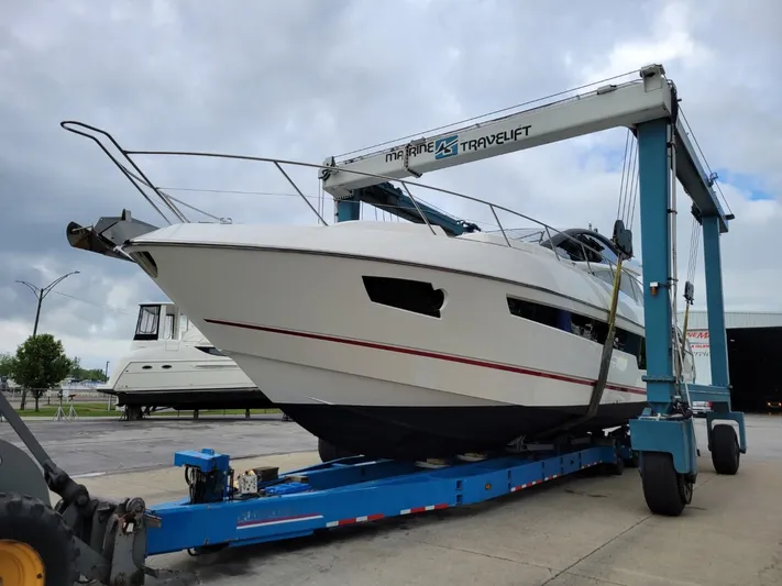  Yacht Photos Pics 2014 Sunseeker 68 Predator yacht on a Marine Travelift.