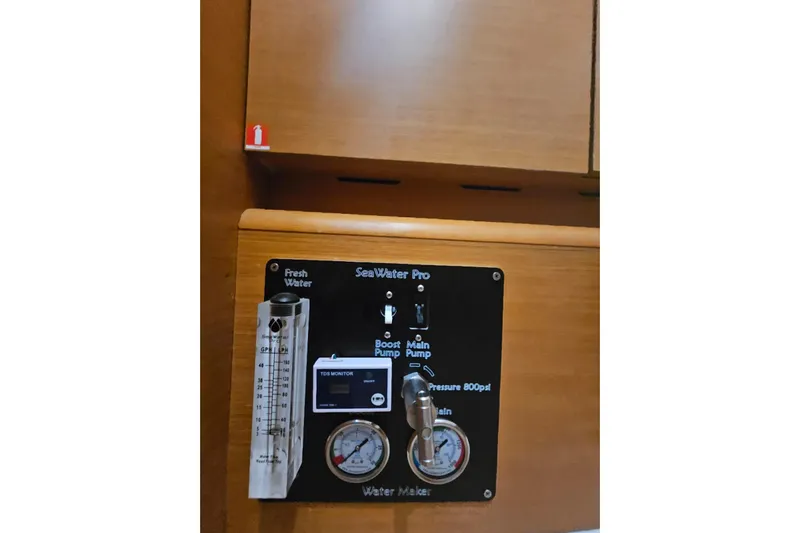 Urkab Yacht Photos Pics Control panel of a 2018 Jeanneau Sun Odyssey 449 sailboat's water maker system.