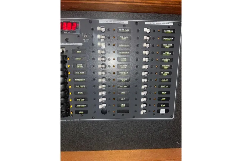  Yacht Photos Pics Electrical control panel on a 2006 Nordic Tug 42 boat.