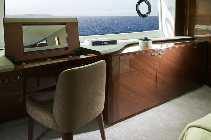  Yacht Photos Pics Luxurious interior of 2025 Princess X95 yacht with ocean view and elegant furnishings.