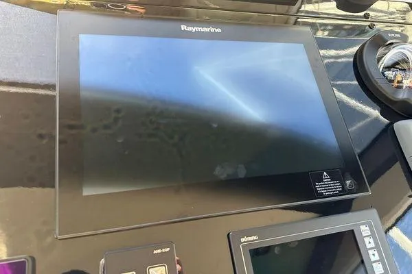  Yacht Photos Pics Raymarine navigation display on 2015 Azimut 80 yacht dashboard.