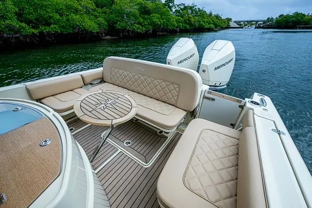  Yacht Photos Pics 2019 Chris-Craft Catalina 30 boat with luxurious seating and twin Mercury engines.