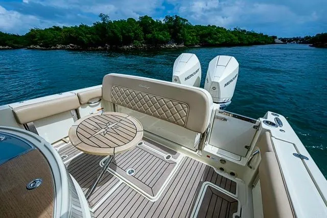 Yacht Photos Pics 2019 Chris-Craft Catalina 30 boat with twin Mercury engines on a scenic waterway.