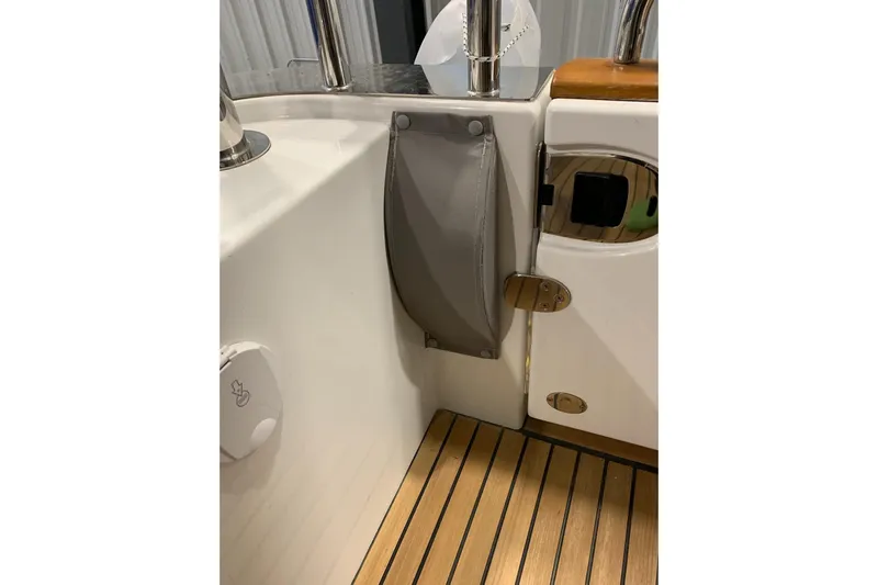  Yacht Photos Pics Interior detail of 2018 Beneteau Swift Trawler 50, featuring sleek design and wood flooring.