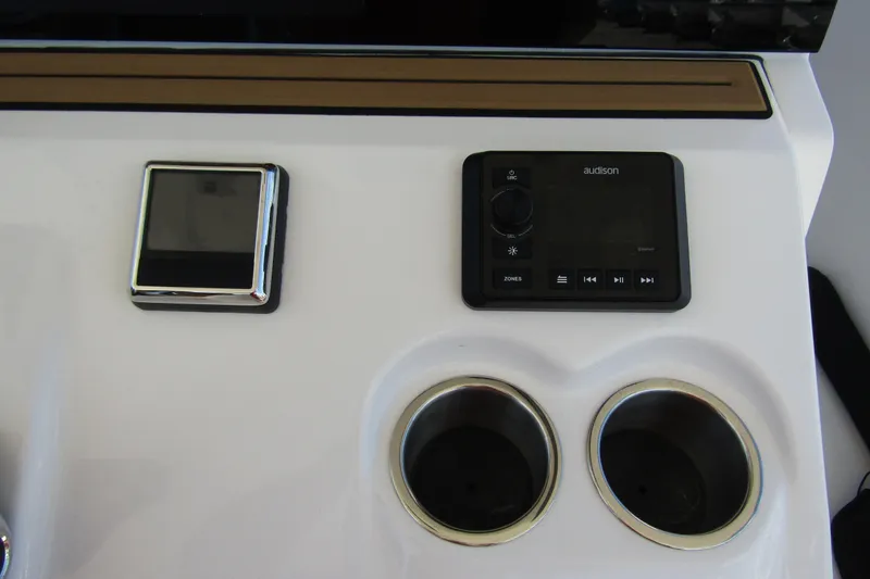  Yacht Photos Pics Control panel and cup holders on 2025 Sea Pro 322 Offshore boat.