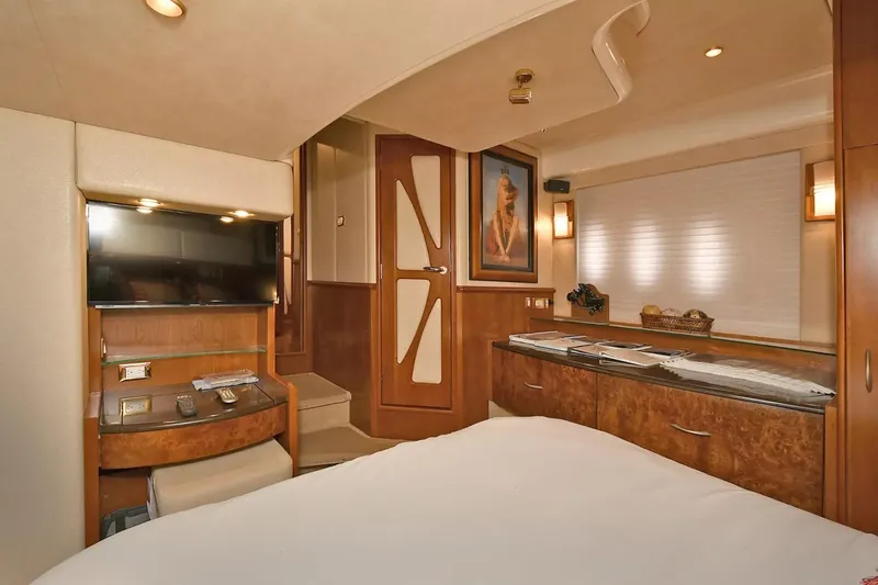 Chirstina Maria Yacht Photos Pics Luxurious interior of 2009 Silverton 52 Ovation yacht with modern amenities and elegant wood finishes.