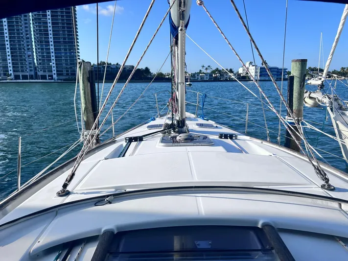  Yacht Photos Pics Beneteau America Oceanis 41 sailboat docked in a marina, 2009 model.