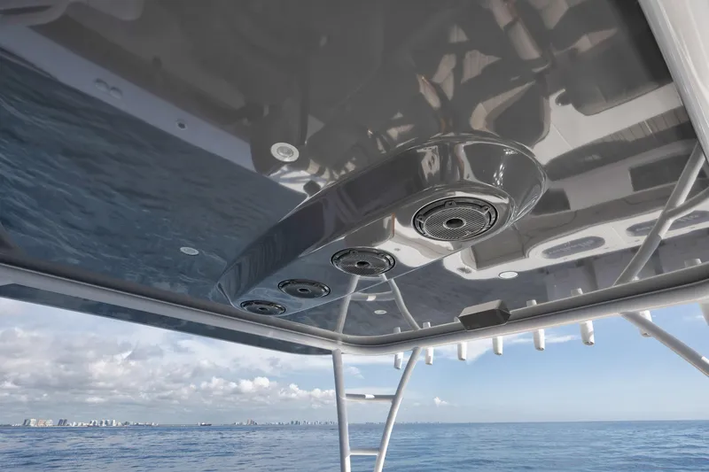  Yacht Photos Pics 2024 Valhalla Boatworks V-46, sleek design, ocean view, modern roof speakers.