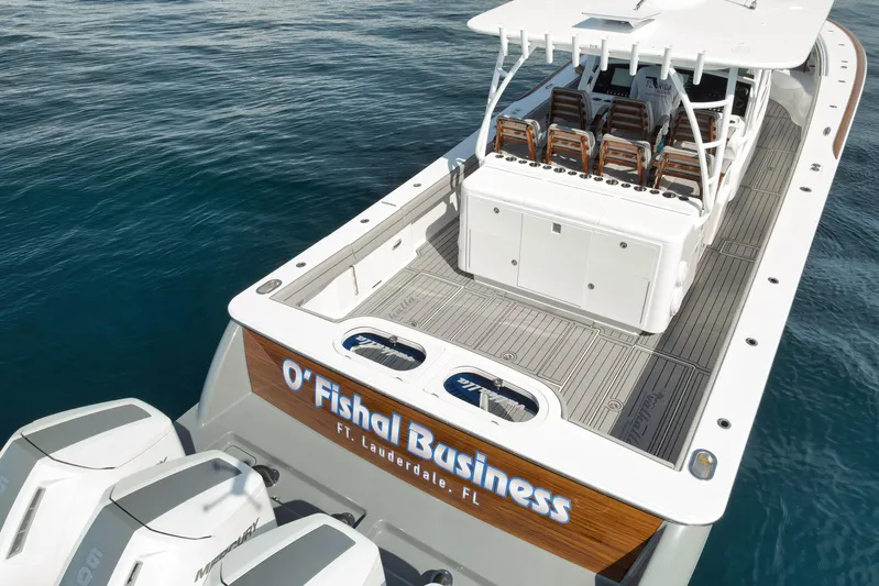  Yacht Photos Pics 2024 Valhalla Boatworks V-46 on water, named "O'Fishal Business," Fort Lauderdale, FL.