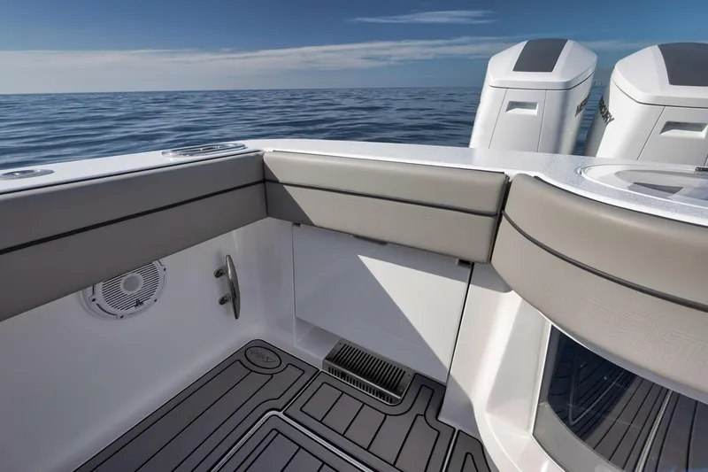  Yacht Photos Pics 2024 Valhalla Boatworks V-46 interior, featuring sleek design and modern amenities on open water.