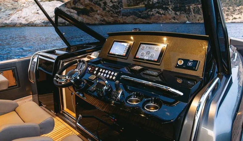  Yacht Photos Pics Luxury helm of 2022 Pardo Yachts 50 with advanced navigation systems.