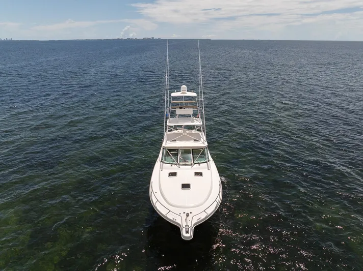 Mutiny Yacht Photos Pics 2004 Tiara Yachts 4200 Open on open water, aerial view.