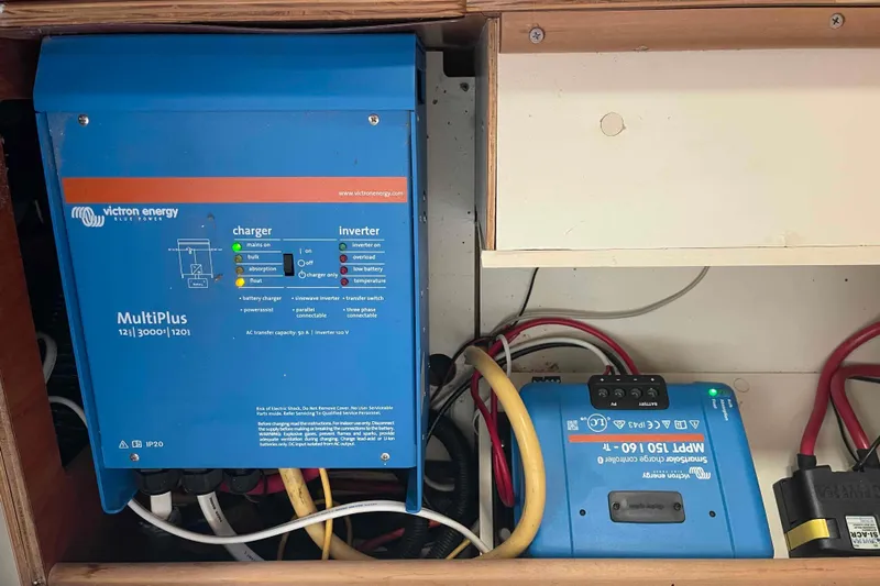 Snail'n Yacht Photos Pics Victron Energy MultiPlus charger and inverter setup on 2010 Hunter 45 Center Cockpit sailboat.