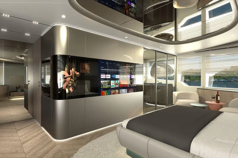  Yacht Photos Pics Luxurious interior of 2027 AvA Yachts Kando 85, featuring modern design and elegant furnishings.