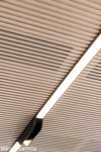  Yacht Photos Pics Modern ceiling design with linear lighting on Azimut S7 yacht, 2025 model.