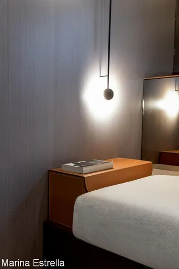  Yacht Photos Pics Modern interior of 2025 Azimut S7 yacht with sleek lighting and elegant design.