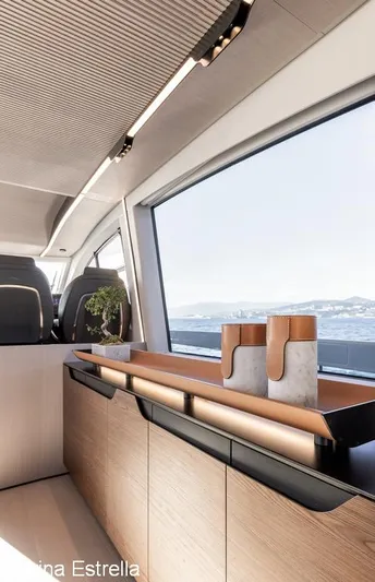  Yacht Photos Pics Interior of 2025 Azimut S7 yacht with modern design and ocean view.
