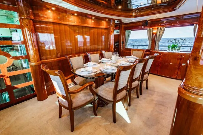 Southern Belle Yacht Photos Pics Dining Area to Port