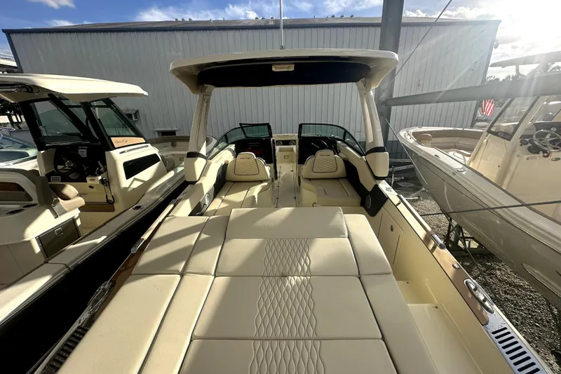  Yacht Photos Pics 2026 Chris-Craft Sportster 28 boat interior with luxurious seating and modern design.