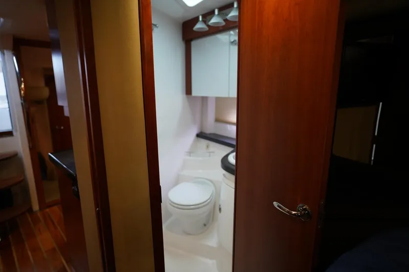  Yacht Photos Pics Interior view of 2012 Regal 42 Sport Coupe bathroom with modern fixtures.