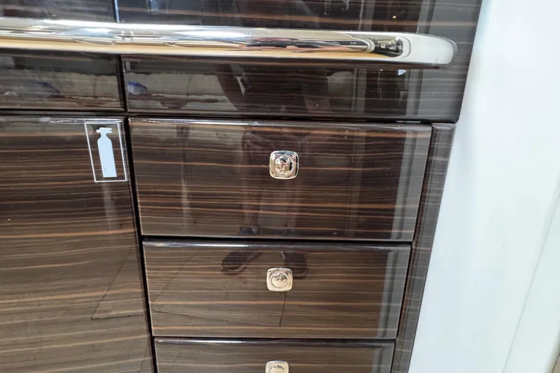 Love Shact Yacht Photos Pics Wooden cabinet with chrome handles in a 2012 Formula 37 PC boat.