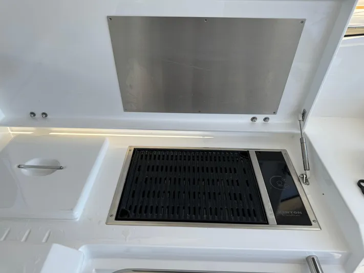  Yacht Photos Pics Grill area on Sunseeker Portofino 48 yacht, year 2013.