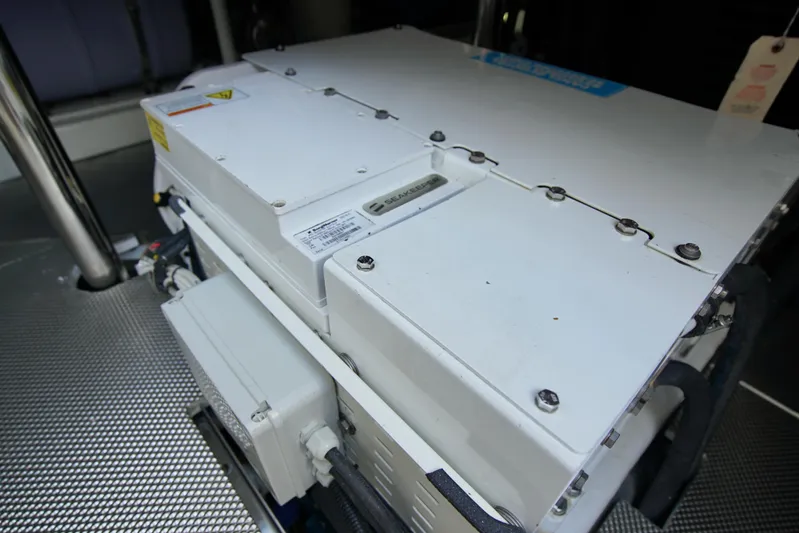  Yacht Photos Pics Engine compartment of 2024 Uniesse HTC5P yacht, showcasing mechanical components.