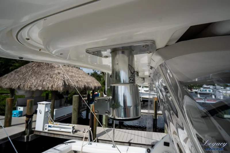Legacy Yacht Photos Pics 2003 Tiara Yachts 4200 Open detail, showcasing a polished metal fixture on deck.