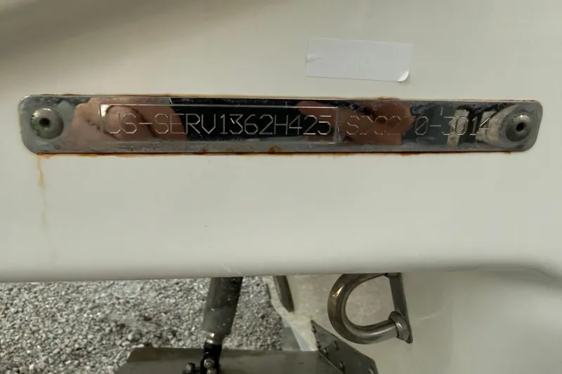 Yacht Photos Pics 2025 Sea Ray SDX 270 Outboard identification plate with engraved serial number.