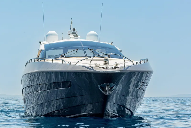 M/y Lioness Yacht Photos Pics Luxury Baia Italia 70 yacht cruising on open water, 2008 model.