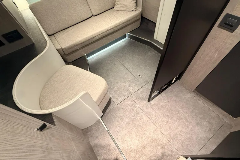  Yacht Photos Pics Interior of 2022 Cranchi A46 Luxury Tender with modern seating and sleek design.