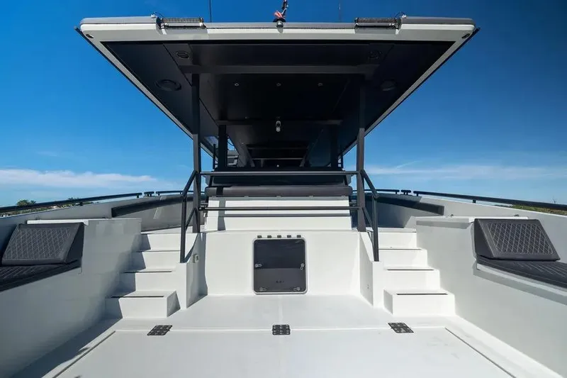  Yacht Photos Pics 2019 DutchCraft 56 Open yacht deck with modern design and seating.