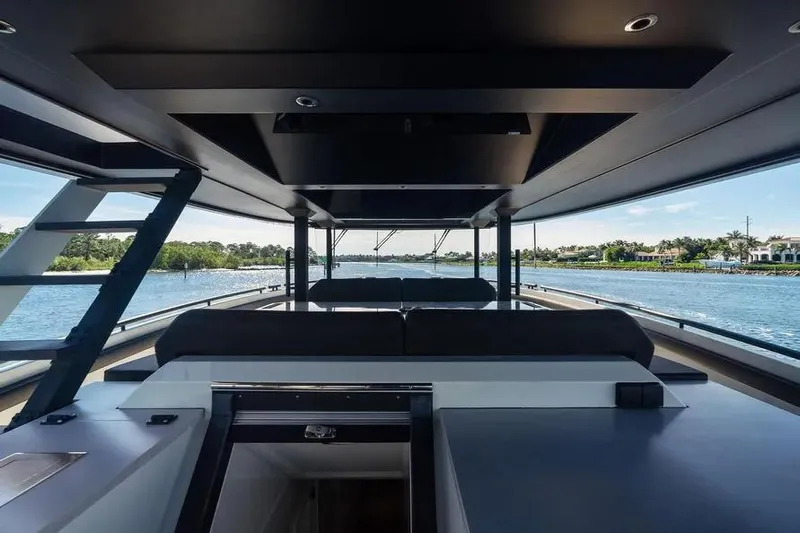  Yacht Photos Pics Interior view of 2019 DutchCraft 56 Open yacht with scenic waterway backdrop.