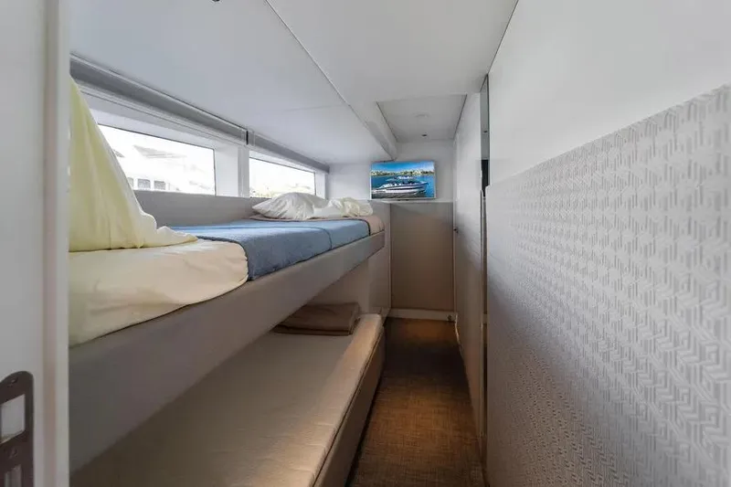  Yacht Photos Pics Bunk beds in 2019 DutchCraft 56 Open yacht cabin, featuring modern design and natural light.