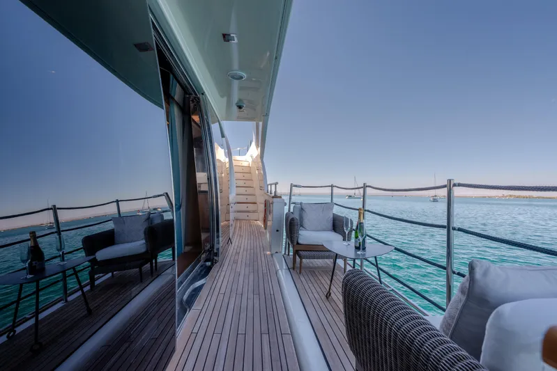  Yacht Photos Pics Luxurious Ferretti Yachts Custom Line 100 deck with ocean view, 2012 model.