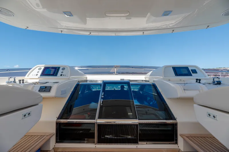  Yacht Photos Pics Flybridge of 2012 Ferretti Yachts Custom Line 100, featuring modern navigation equipment.